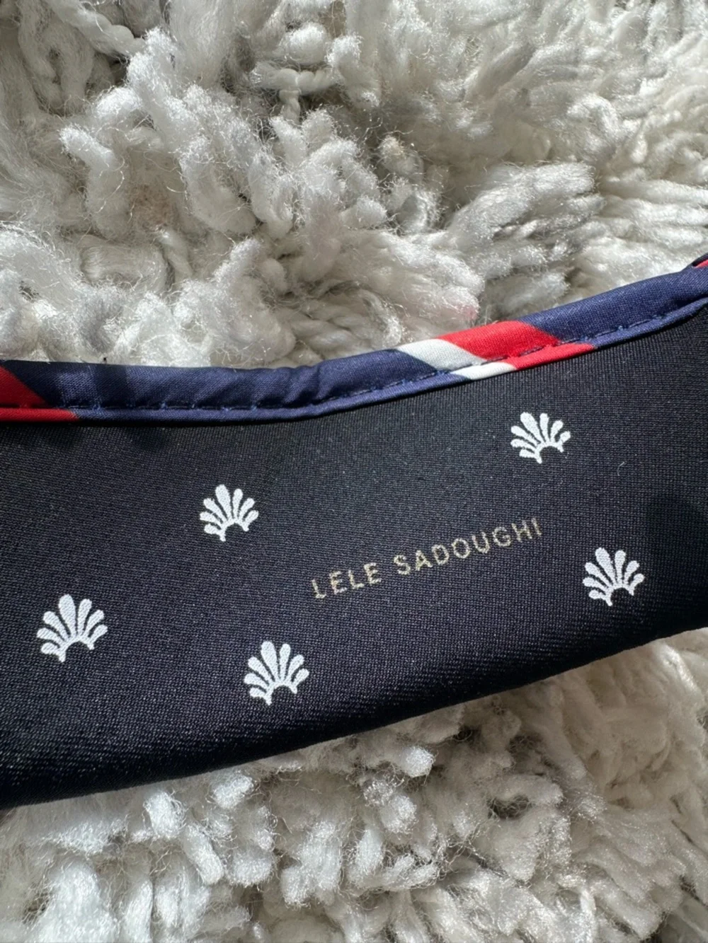 Lele Sadoughi women's navy blue Striped Cotton Bow Tie Visor hat